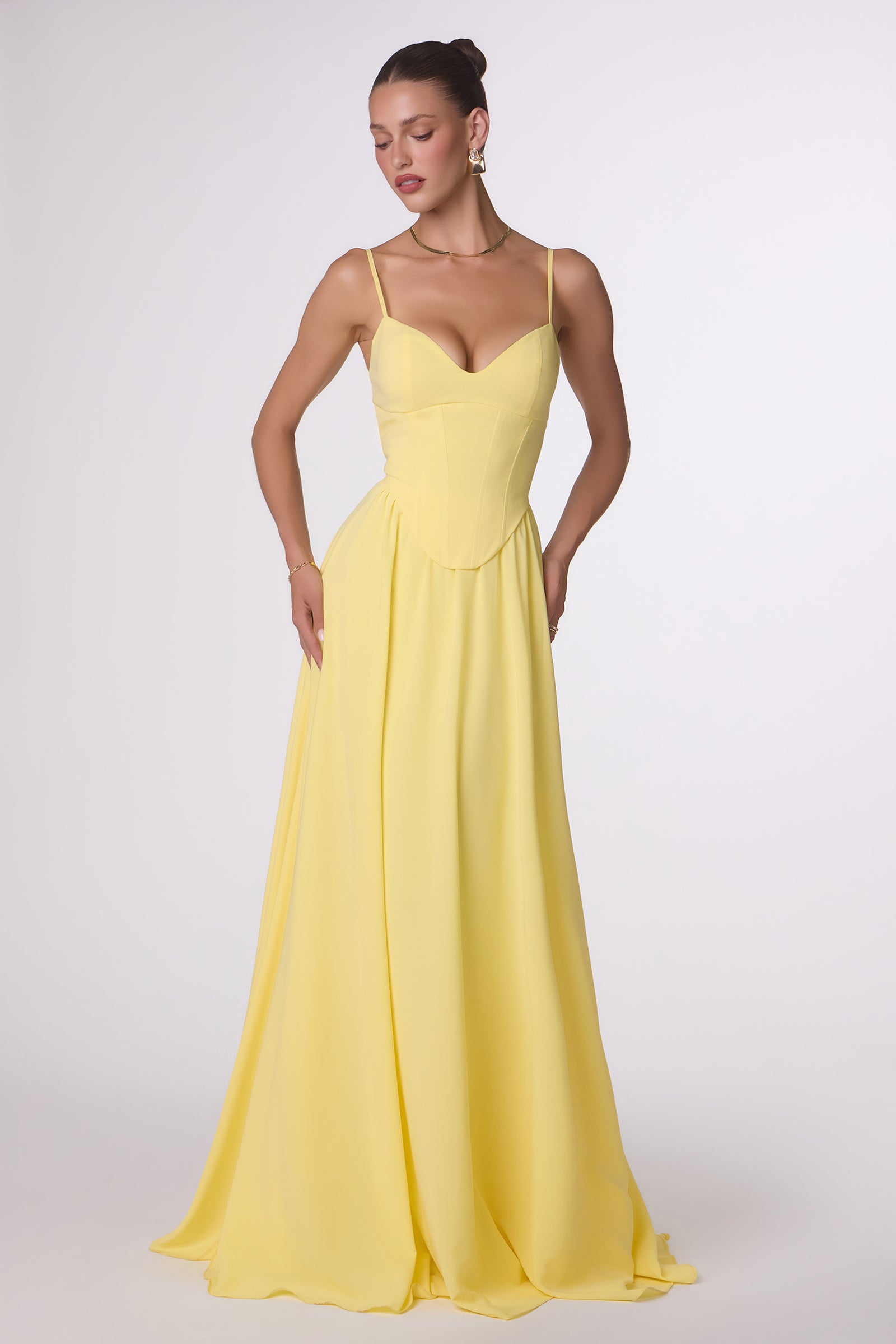 light yellow color dress At Last Maxi Orange with Floral Detail Hidden zipper/clasp at back Ball Gown Yellow Lemon Dress